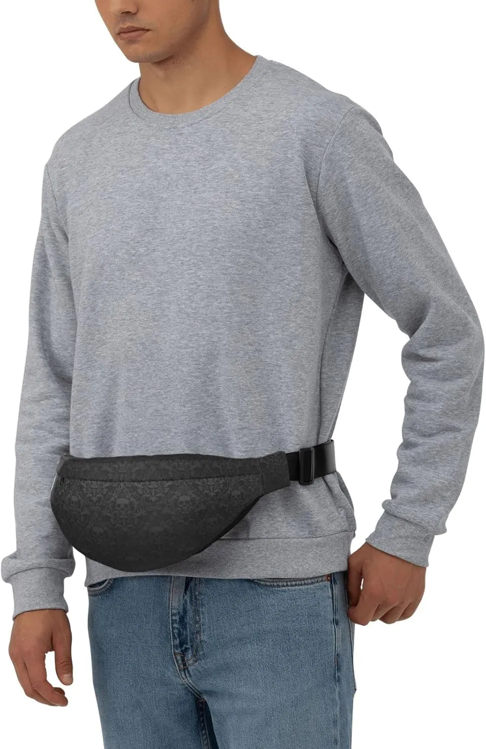 Gothic Skull Print Fanny Pack for Man Women Waist Bag Adjustable Belt Casual Chest Bag Bum Bags for Travel Sports Running Hiking Waist Packs
