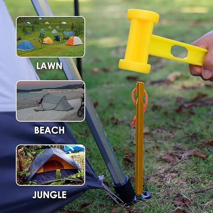 Grassman 16 Pack Tent Stakes, 7075 Aluminium Tent pegs, Heavy Duty Lightweight Ground Pegs, Durable and Safe Metal Camping Spikes, Orange