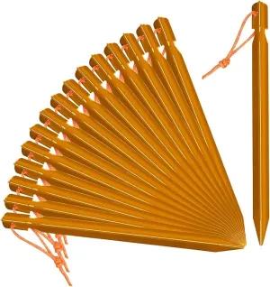 Grassman 16 Pack Tent Stakes, 7075 Aluminium Tent pegs, Heavy Duty Lightweight Ground Pegs, Durable and Safe Metal Camping Spikes, Orange