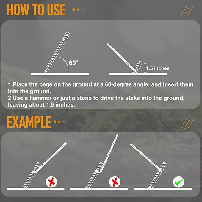Grassman 16 Pack Tent Stakes, 7075 Aluminium Tent pegs, Heavy Duty Lightweight Ground Pegs, Durable and Safe Metal Camping Spikes, Orange