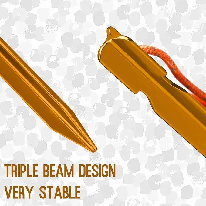 Grassman 16 Pack Tent Stakes, 7075 Aluminium Tent pegs, Heavy Duty Lightweight Ground Pegs, Durable and Safe Metal Camping Spikes, Orange