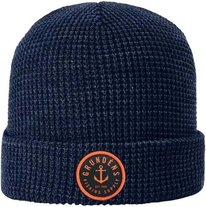 Grundens 50244-410-0001 Anchor Waffle Beanie Navy ONE SIZE