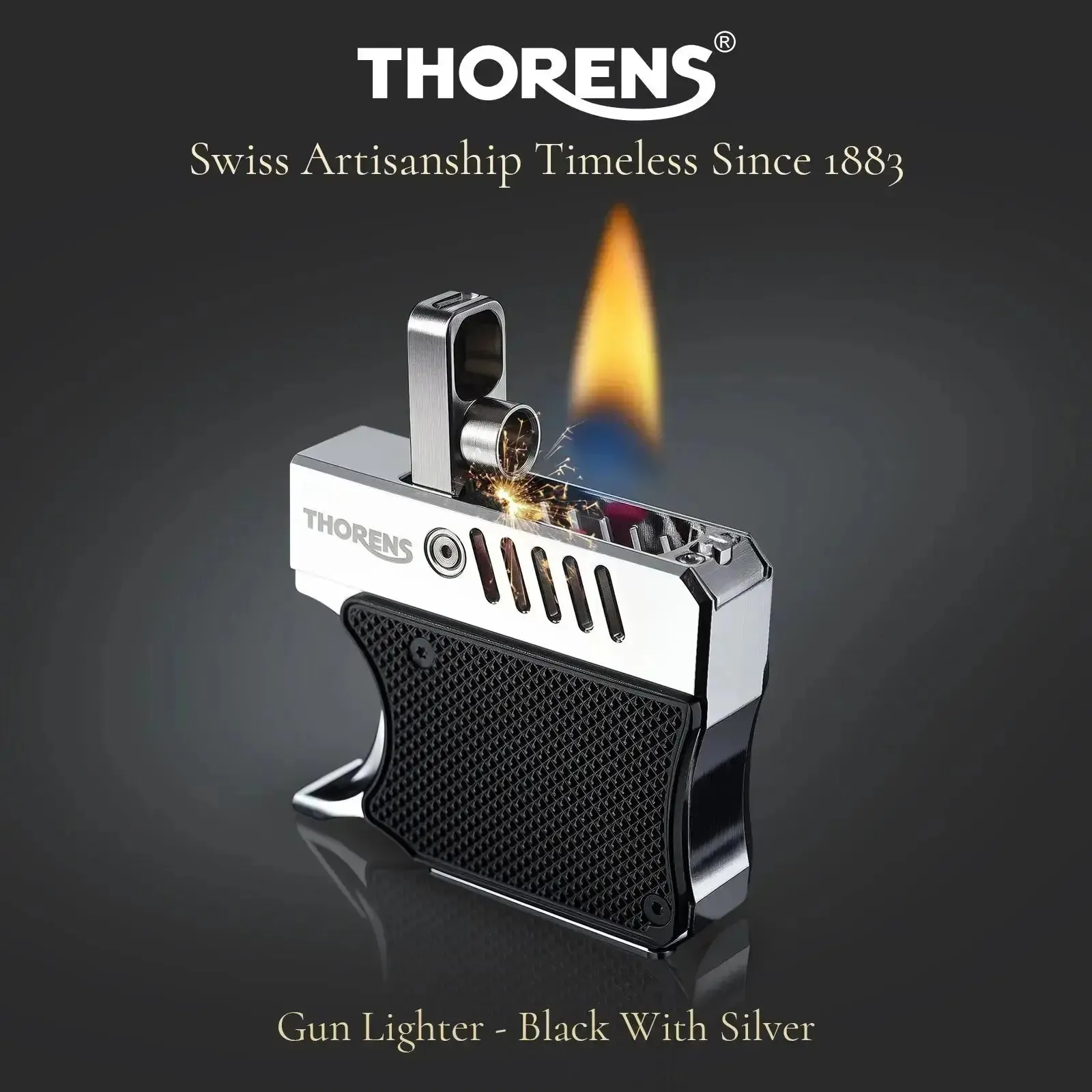 Gun Lighter - Black With Gold