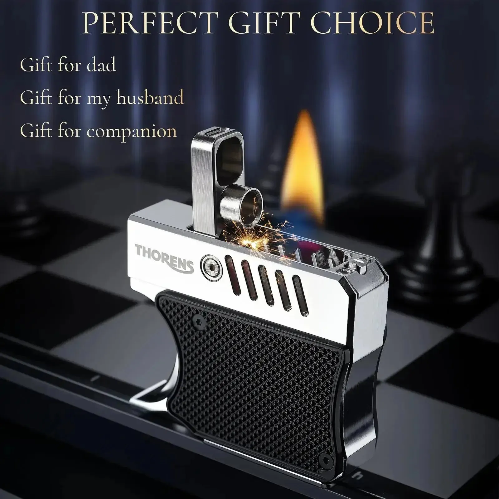 Gun Lighter - Black With Gold