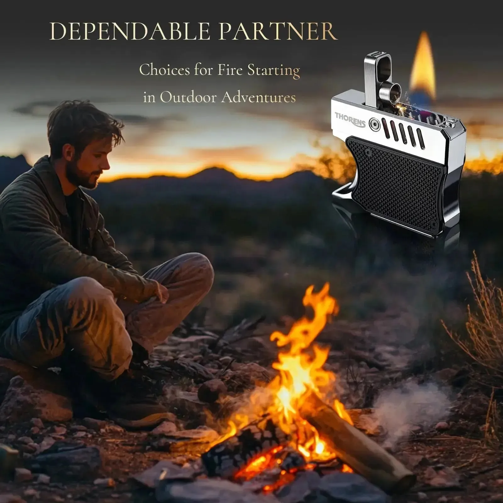 Gun Lighter - Black With Gold
