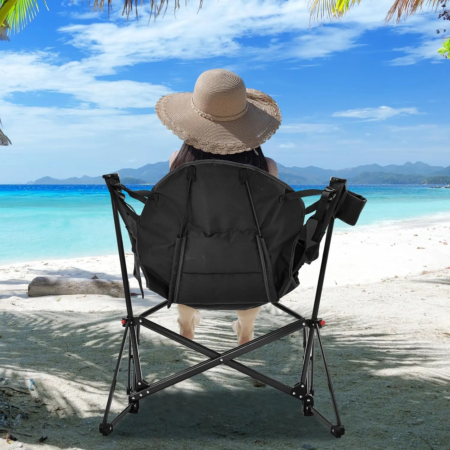 Hammock Camping Chair with Leg Rest,Lightweight Portable Outdoor Chair for Camping and Hiking, Supports 500lbs,Black
