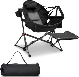 Hammock Camping Chair with Leg Rest,Lightweight Portable Outdoor Chair for Camping and Hiking, Supports 500lbs,Black