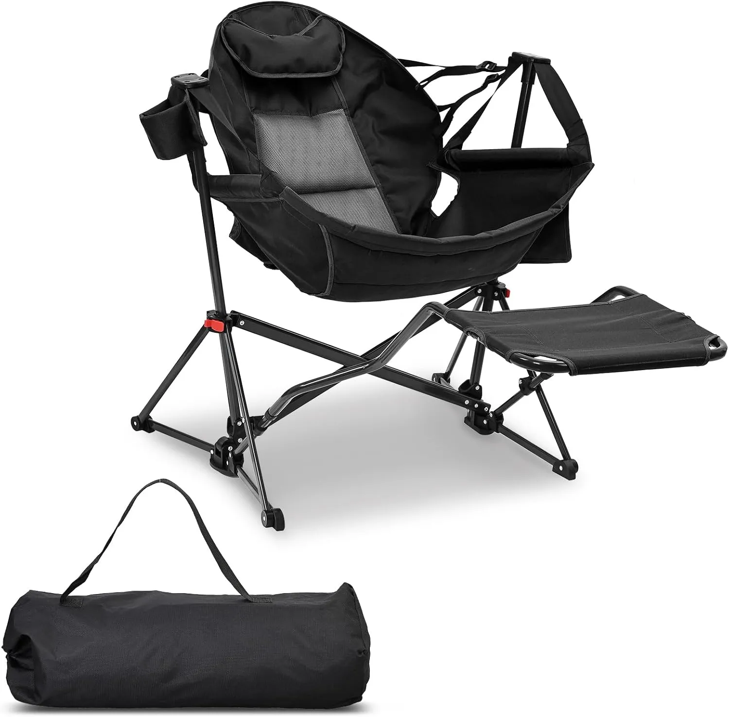 Hammock Camping Chair with Leg Rest,Lightweight Portable Outdoor Chair for Camping and Hiking, Supports 500lbs,Black