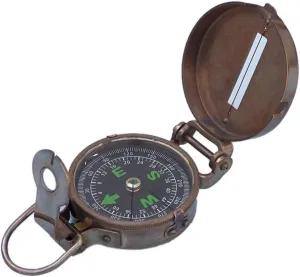 Hampton Nautical 3xglass-101 Antique Brass Military 4"-Vintage Hand Held Compass