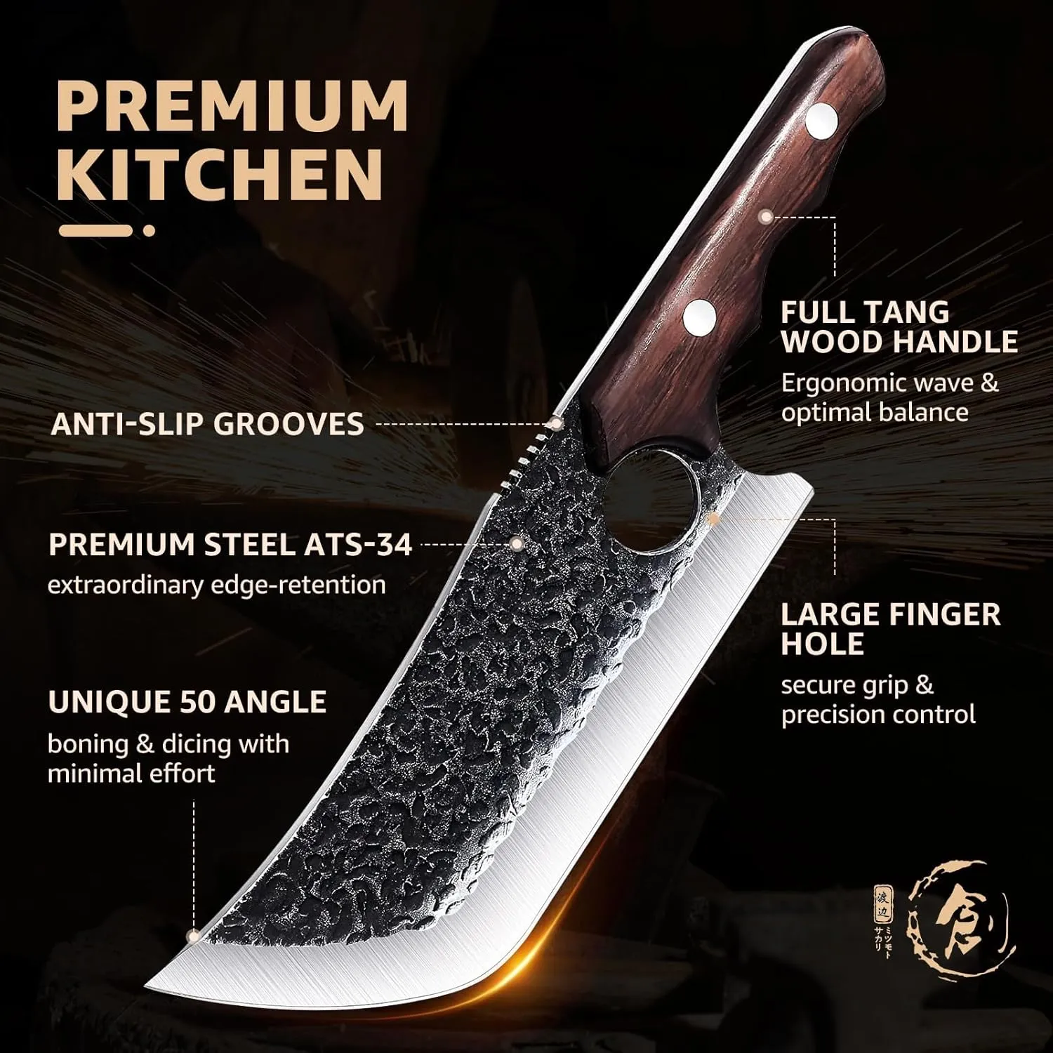 Hand Forged Meat Cleaver Knife Fathers Butcher Knives for Meat Cutting Full Tang Chef Knife with Belt Sheath and Gift Box High Carbon Steel for Kitchen or Camping, Gift for Dad