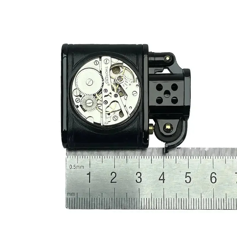 Handmade Cowhide Lighter - Inlaid Mechanical Movement - Green And Black Color