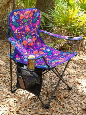 Happy Camp Chair - Navy Folk Flower