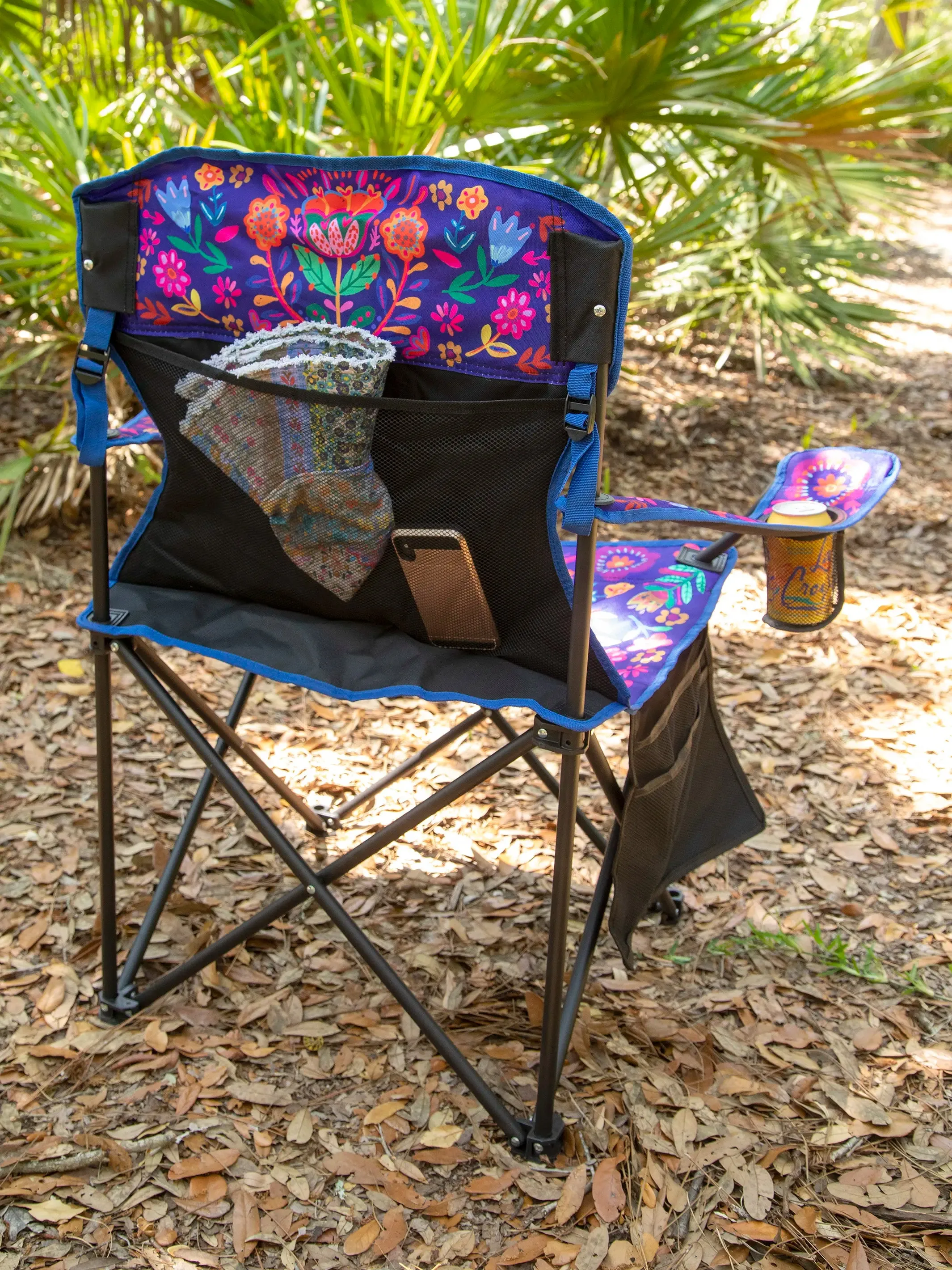 Happy Camp Chair - Navy Folk Flower