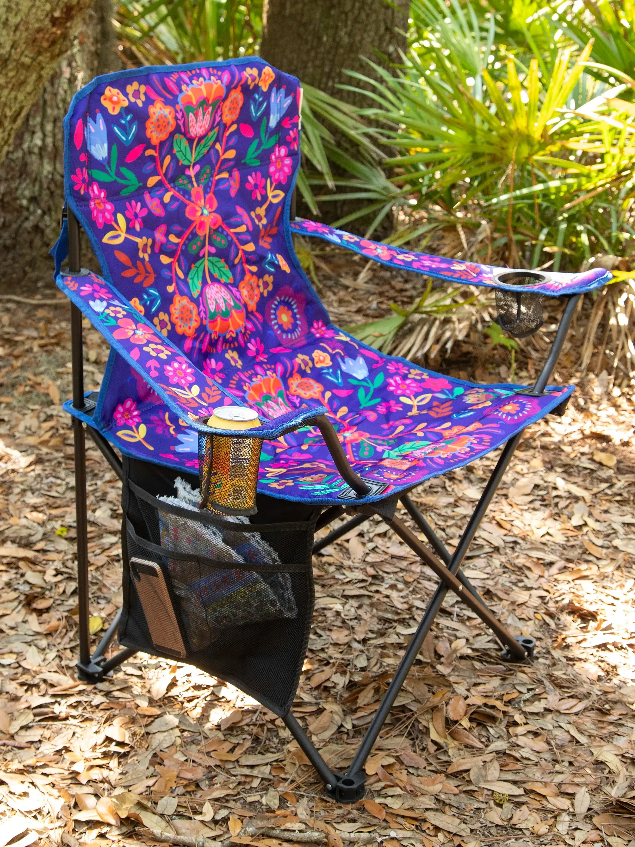 Happy Camp Chair - Navy Folk Flower