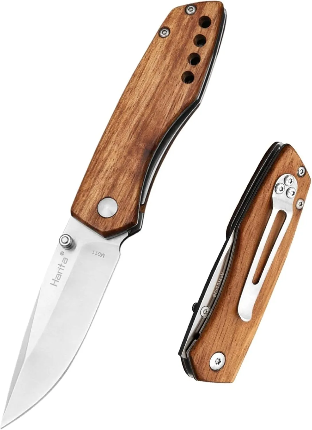 Harita Pocket Knife Folding Knife, lighteweight Zebra Wood Handle for Men, Sharp 8cr13mov Stainless Steel Blade, for Camping Fishing Survival Hiking Knives 2.95-inch (Classic Blade)