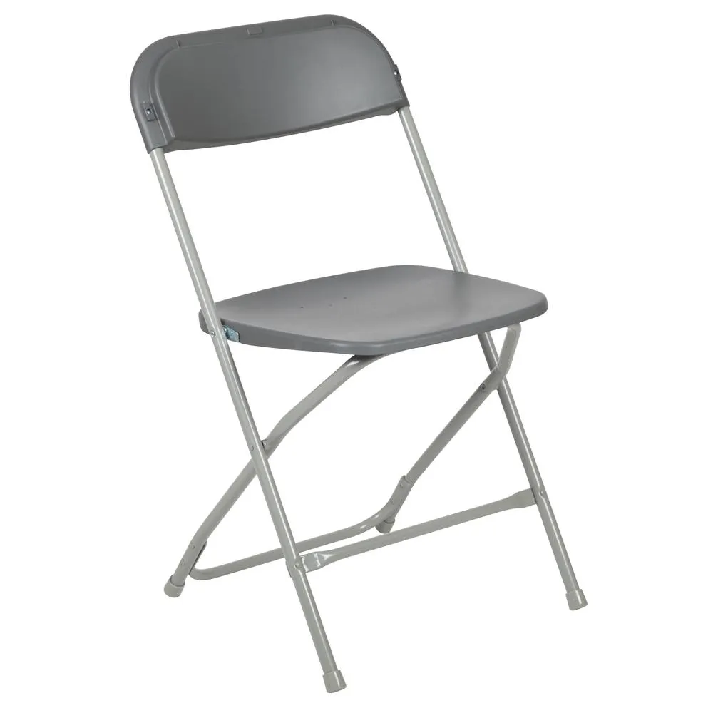 HERCULES Series 650 lb. Capacity Premium Grey Plastic Folding Chair - Flash Furniture