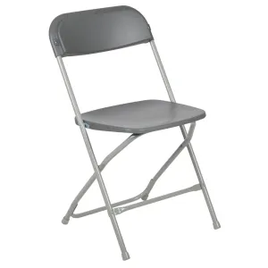 HERCULES Series 650 lb. Capacity Premium Grey Plastic Folding Chair - Flash Furniture