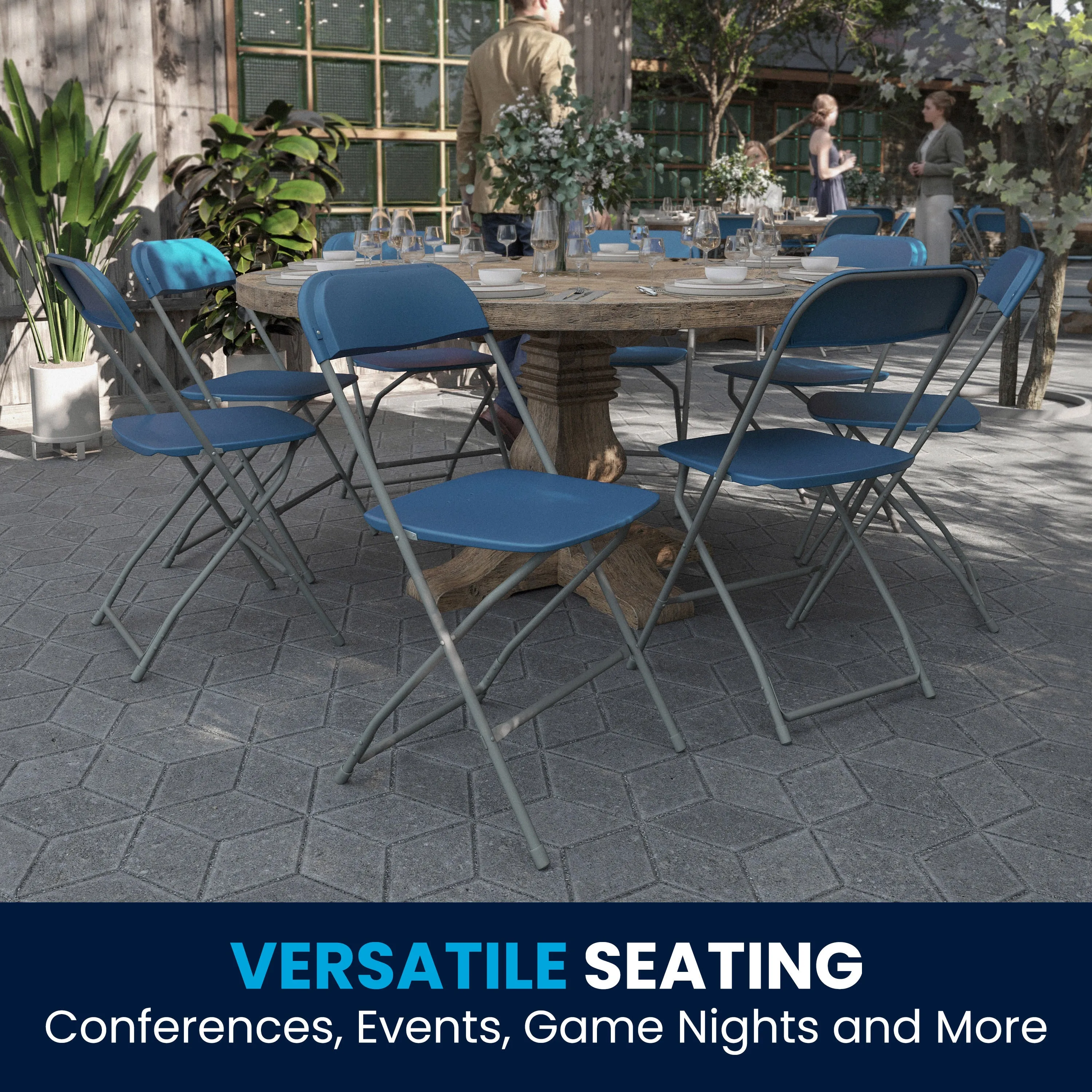 Hercules Series Plastic Folding Chair - 650LB Weight Capacity