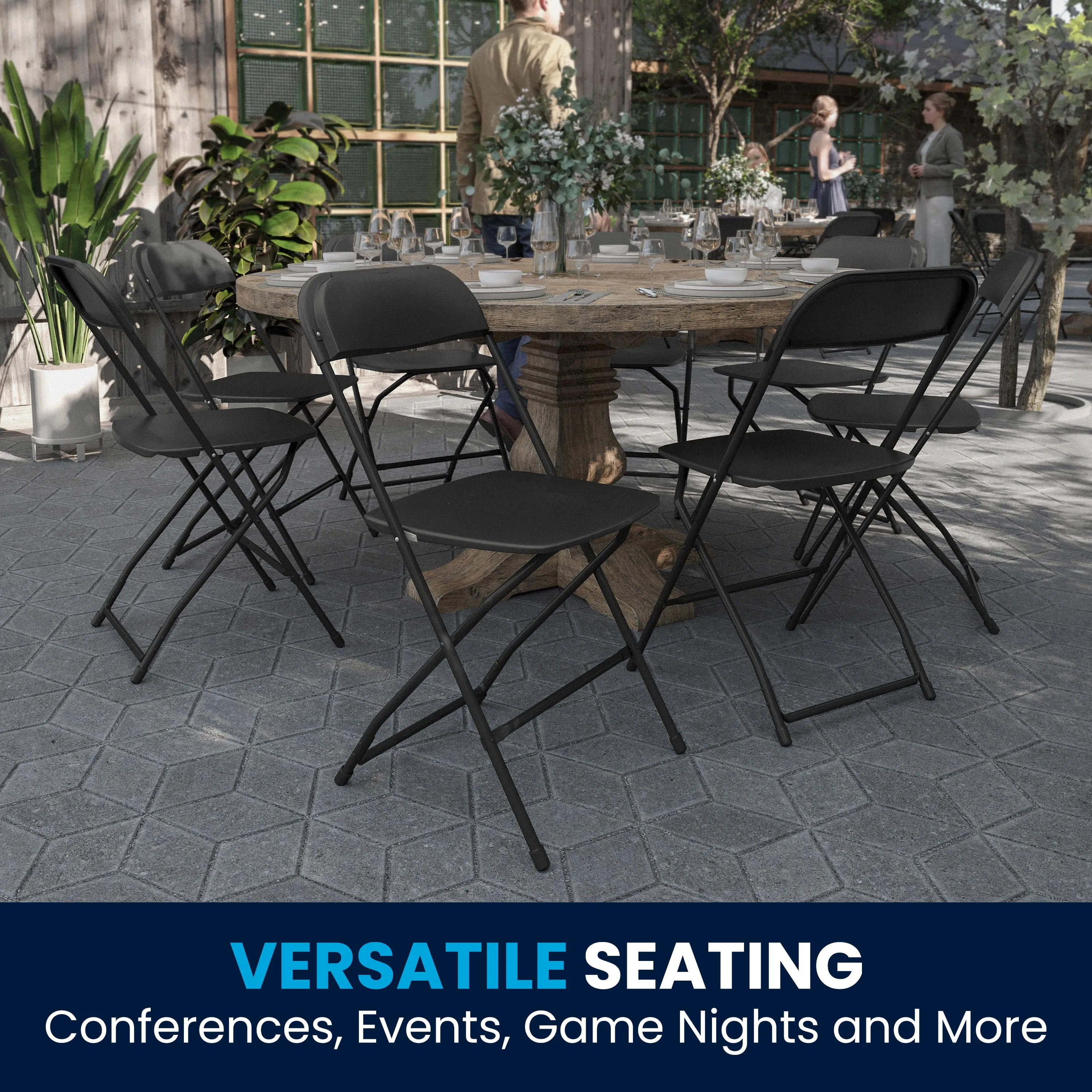 Hercules Series Plastic Folding Chair - 650LB Weight Capacity