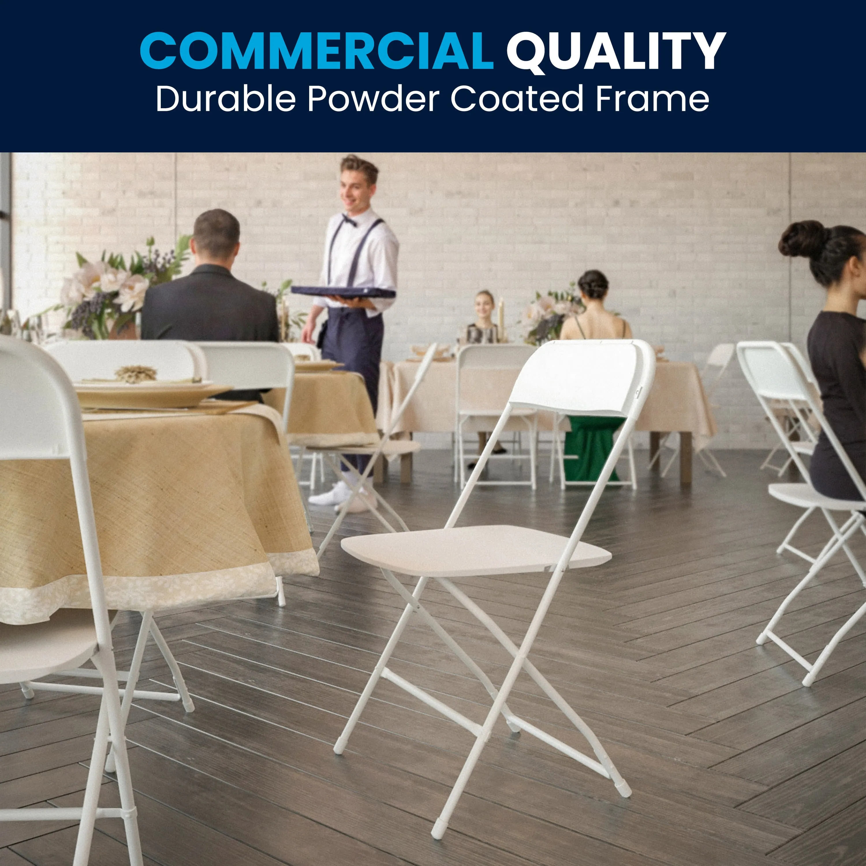Hercules Series Plastic Folding Chair - 650LB Weight Capacity