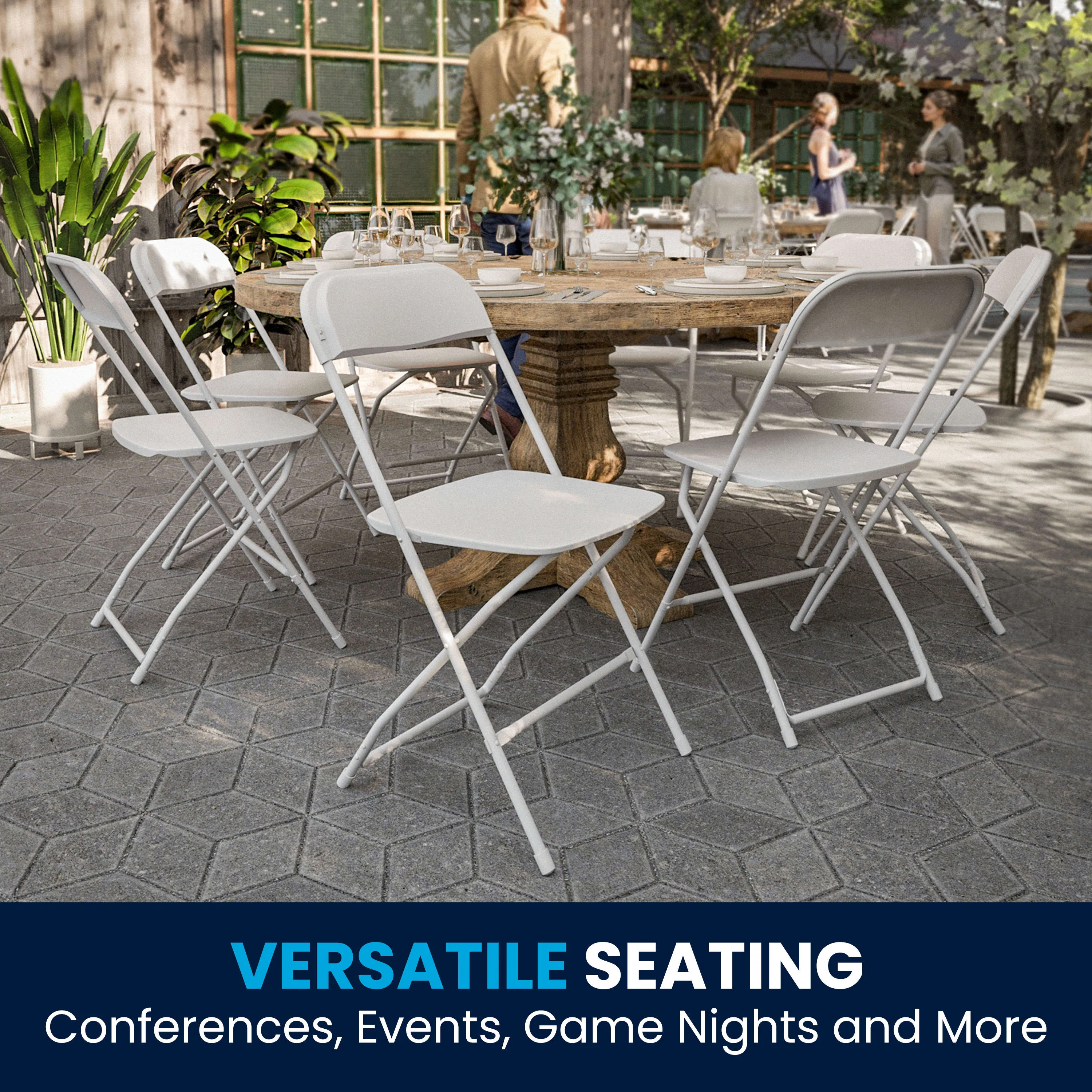 Hercules Series Plastic Folding Chair - 650LB Weight Capacity
