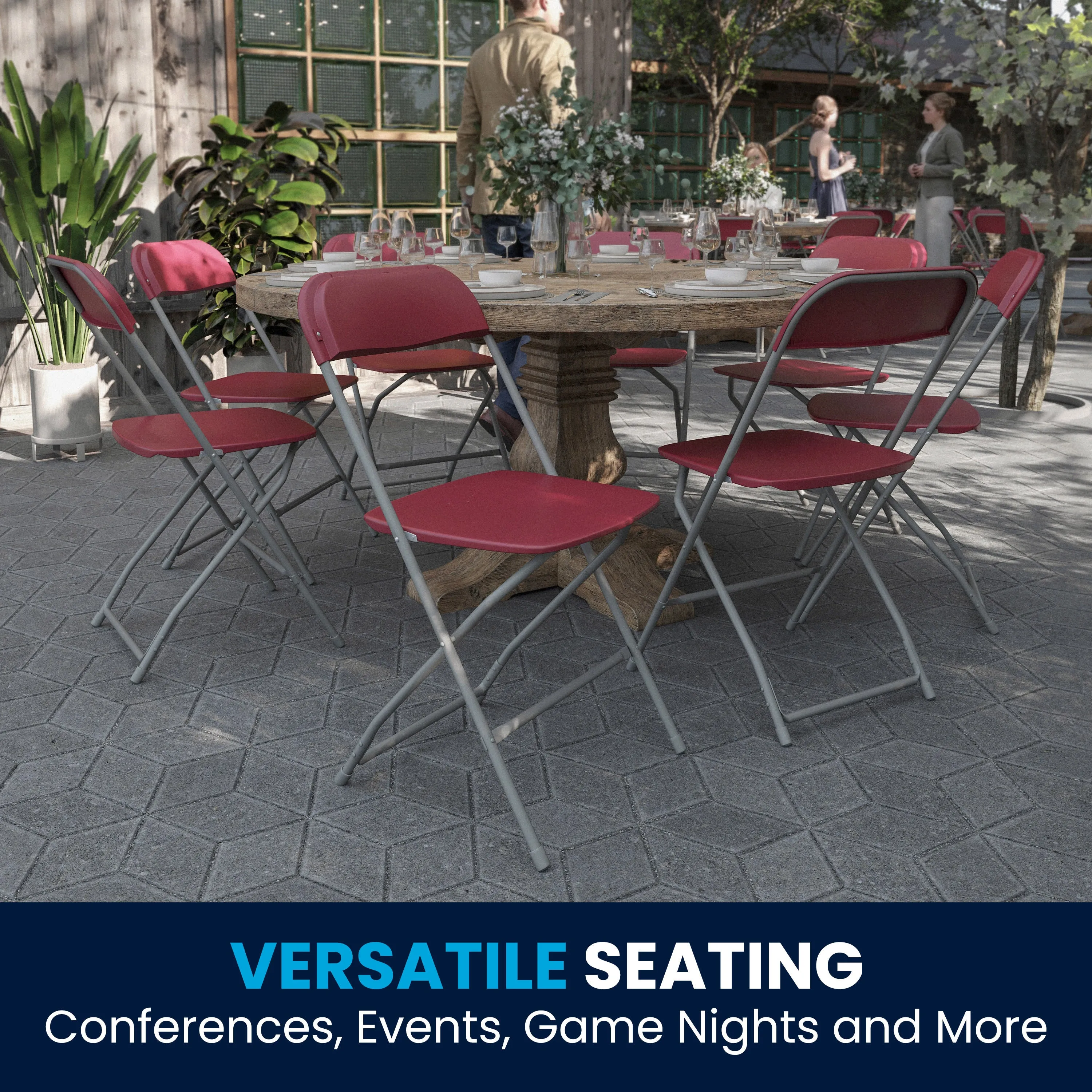 Hercules Series Plastic Folding Chair - 650LB Weight Capacity
