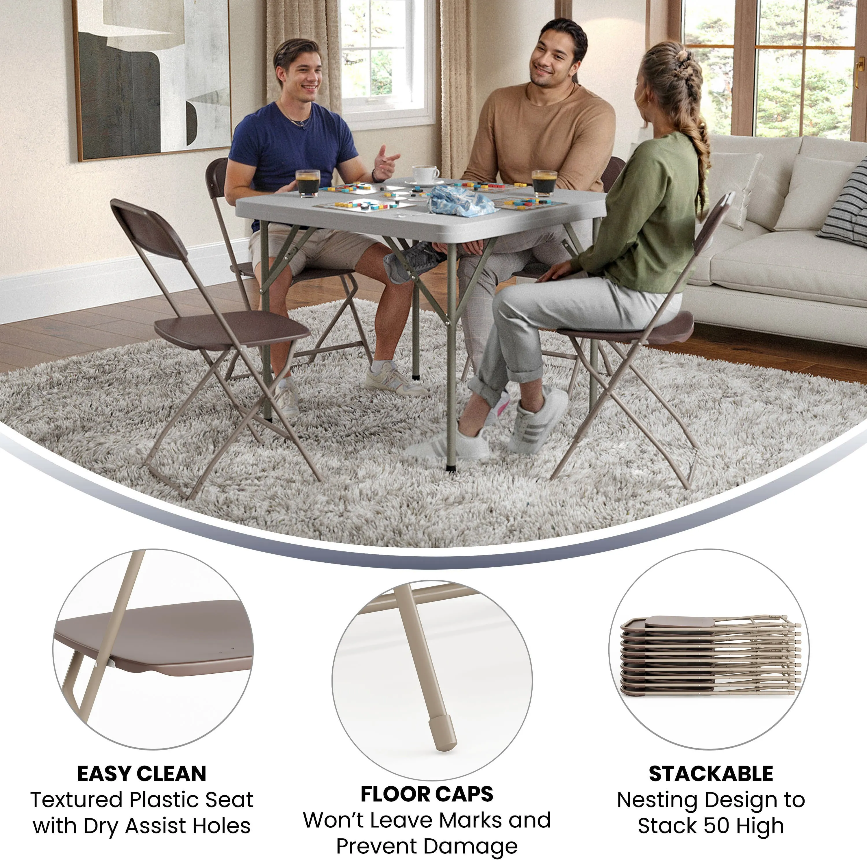 Hercules Series Plastic Folding Chair - 650LB Weight Capacity