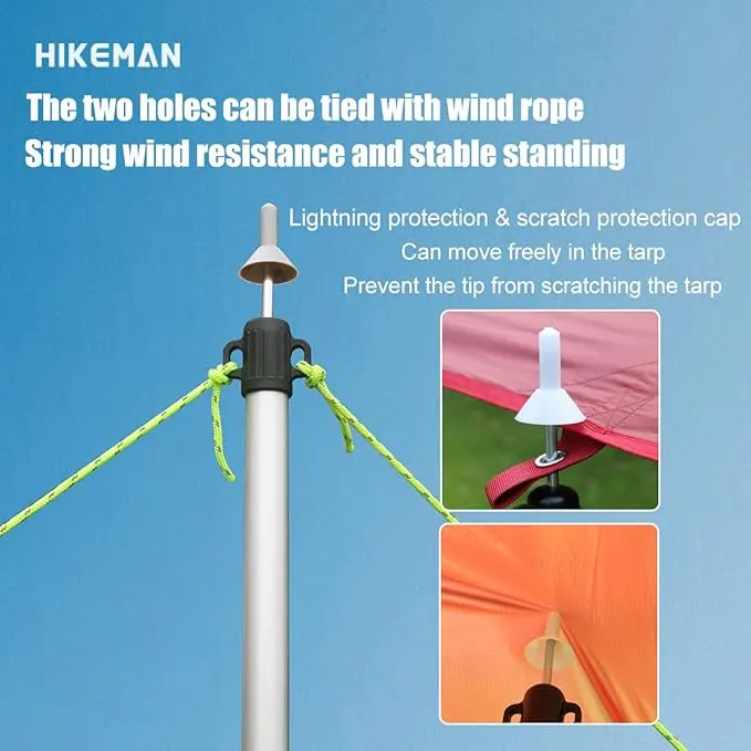 HIKEMAN Tarp Poles Adjustable Aluminum Telescoping Tarp Poles, Lightweight Canopy Poles Portable Tent Poles for Outdoor Camping Backpacking Awning