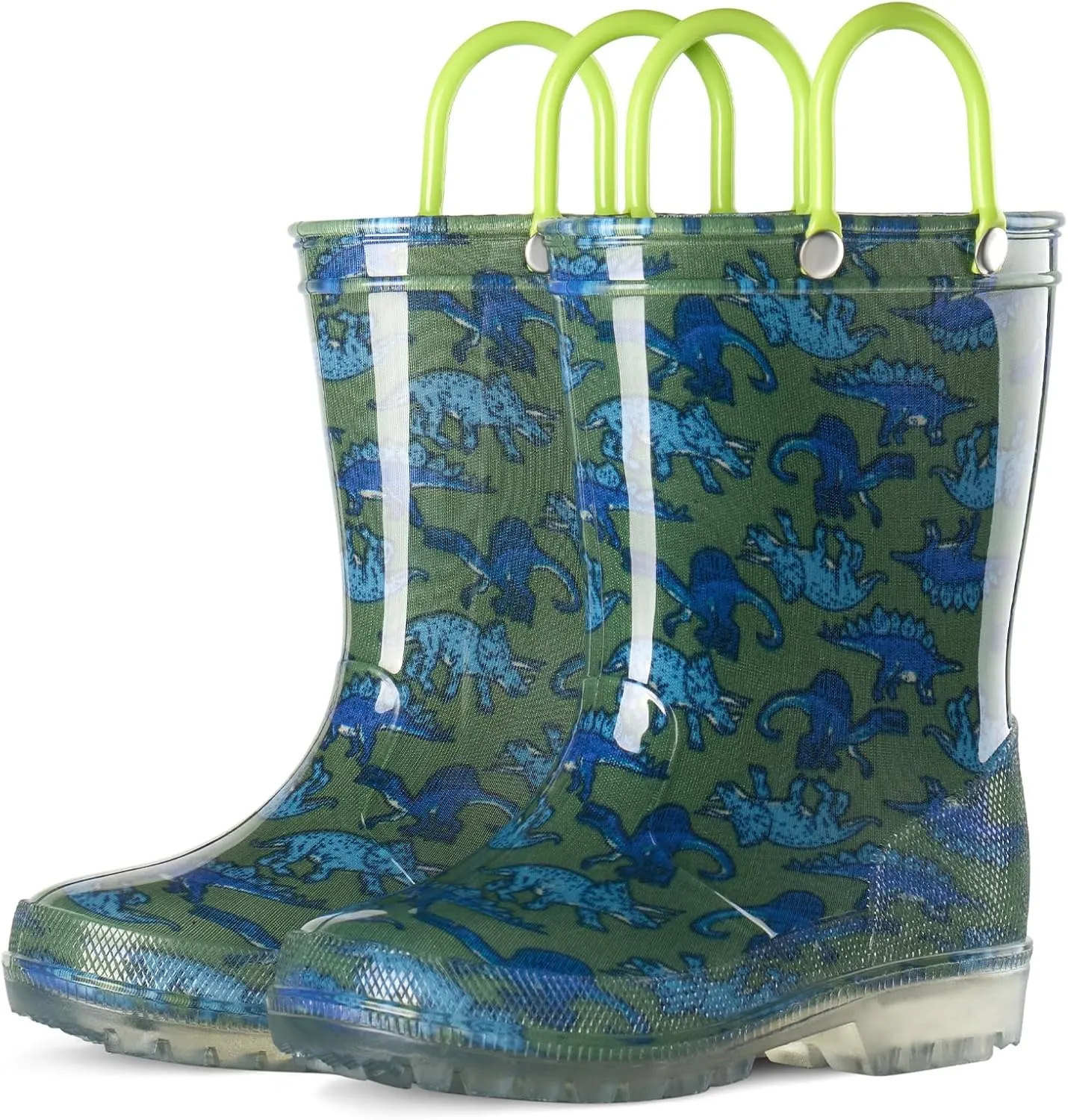 HISEA Kids Rain Boots for Boys Girls, Waterproof Lightweight Rain Boots Light Up by Steps for Water Beach Outdoor Playing (Toddler/Little Kid/Big Kid)
