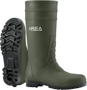 HISEA Men's Rain Boots with Steel Shank, Waterproof Rubber Boots Seamless PVC Rainboots Durable Protective Footwear Outdoor Work Boots Garden Fishing Tall Knee Boot for Agriculture and Industrial Working