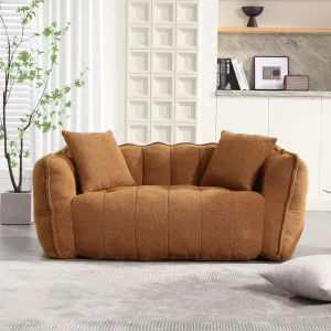 HMFULE Twin Size Bean Bag Chairs for Adults, Bean Bag Couch, Loveseat Bean Bag Sofa Modern Lazy Sofa Chair with Armrests for Living Room, Bedroom, Apartment Khaki