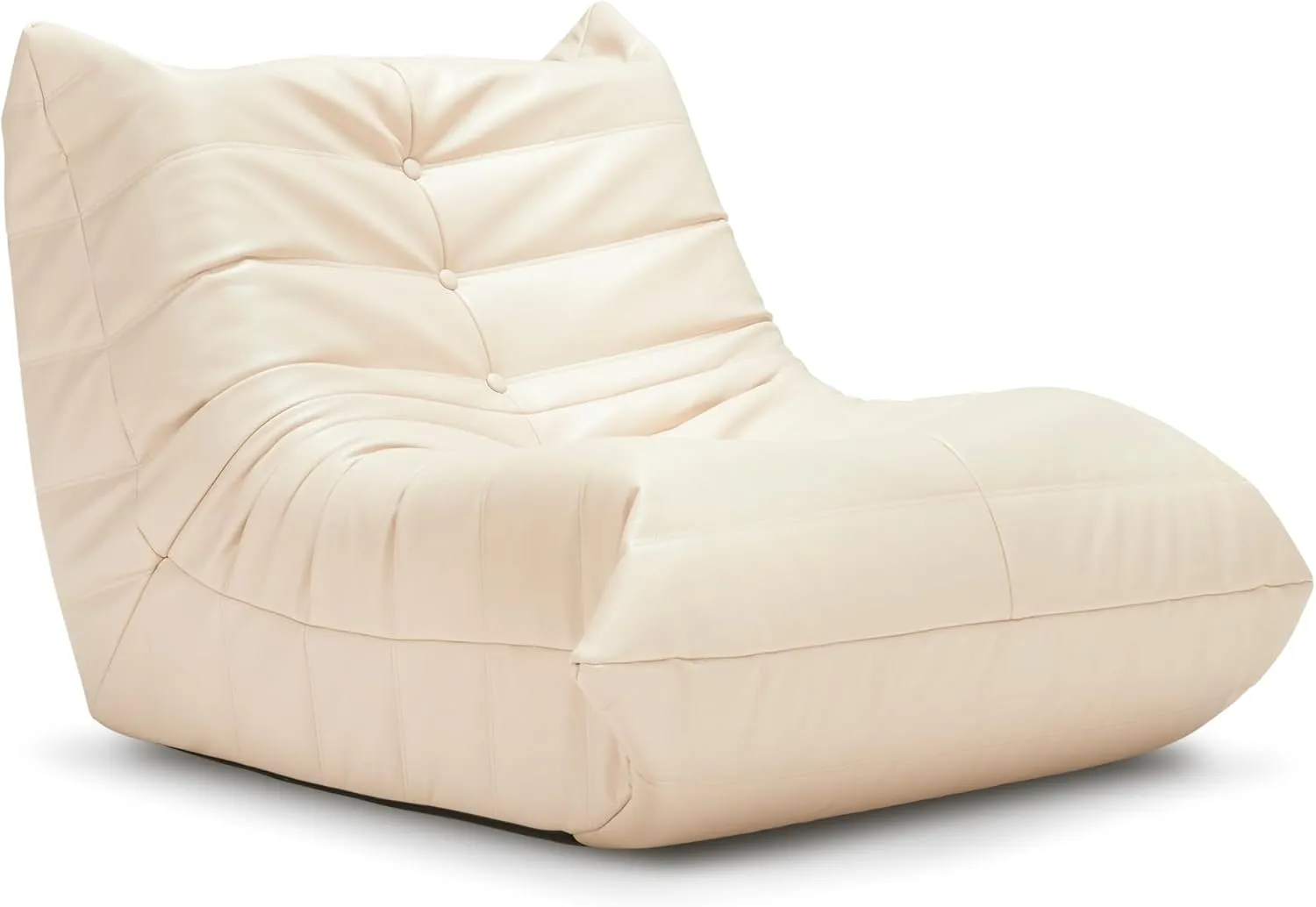 Hobestluk Bean Bag Chair Giant Bean Bag Sofa Memory Foam Bean Bag Chairs for Adults, Bean Bag Couches Faux Leather Bean Bag Chairs for Living Room Bedroom Dorm Office (Beige)