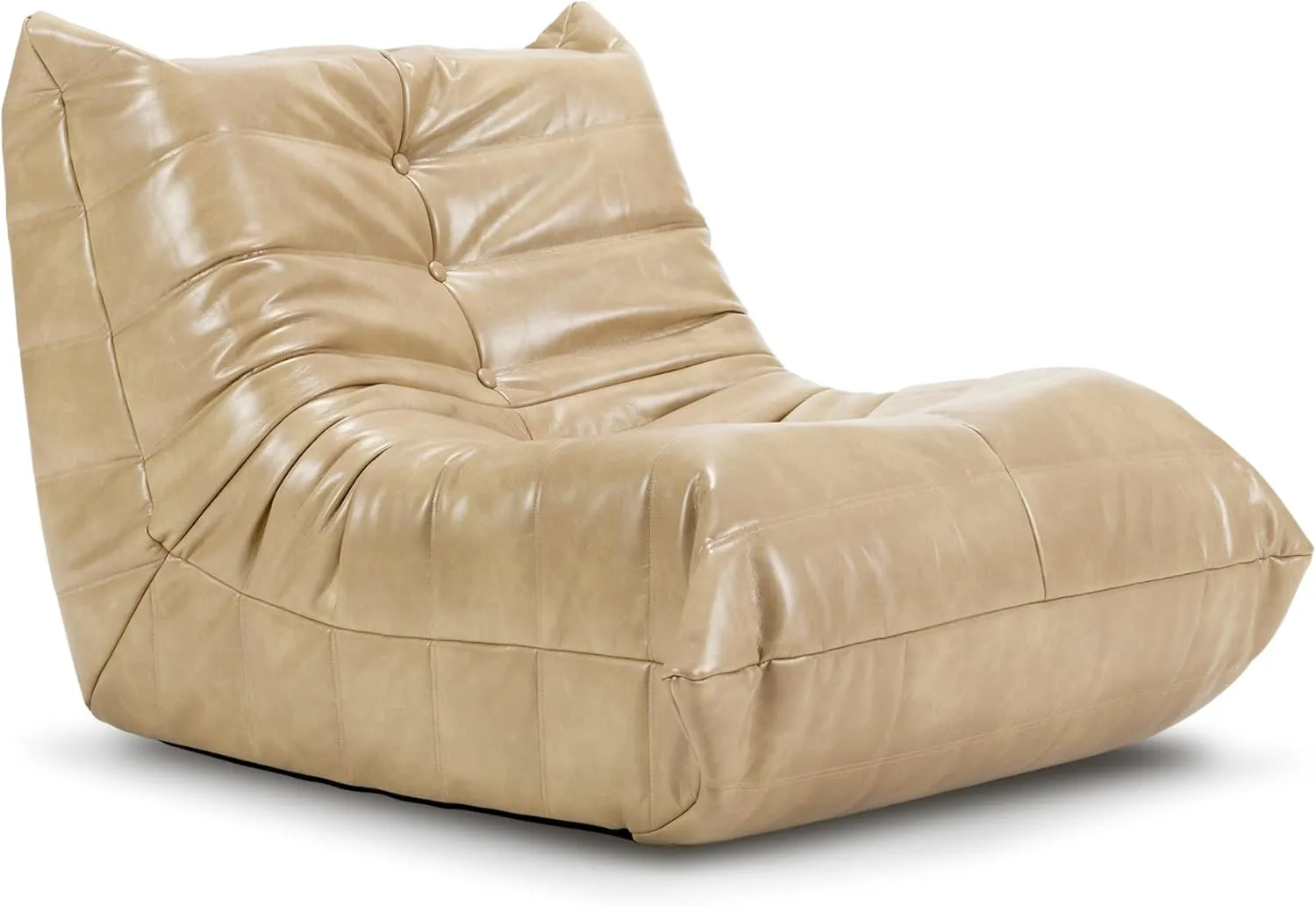 Hobestluk Bean Bag Chair Giant Bean Bag Sofa Memory Foam Bean Bag Chairs for Adults, Bean Bag Couches Faux Leather Bean Bag Chairs for Living Room Bedroom Dorm Office (Khaki)