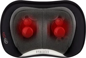 Homedics Back and Neck Massager, Portable Shiatsu All Body Massage Pillow with Heat, Targets Upper and Lower Back, Neck and Shoulders. Lightweight for Home, Office, Travel (Black)