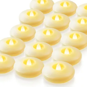 Homemory 24 Pack 3” Flameless Led Floating Candles, 200 Hour Battery Operated Flickering Waterproof Tealights for Cylinder Vases, Centerpieces at Wedding, Party, Pool, Holiday (Ivory Base)