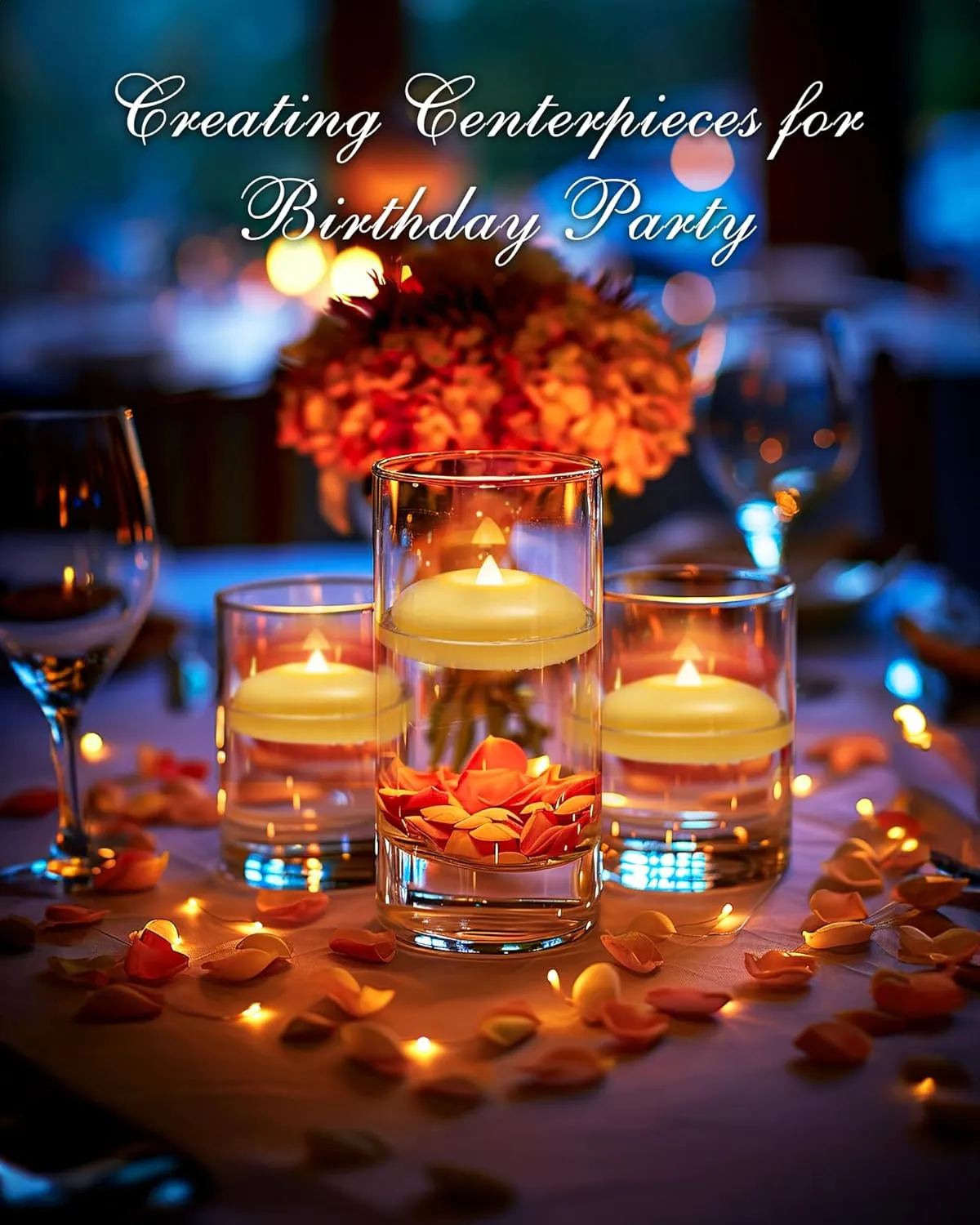 Homemory 24 Pack 3” Flameless Led Floating Candles, 200 Hour Battery Operated Flickering Waterproof Tealights for Cylinder Vases, Centerpieces at Wedding, Party, Pool, Holiday (Ivory Base)