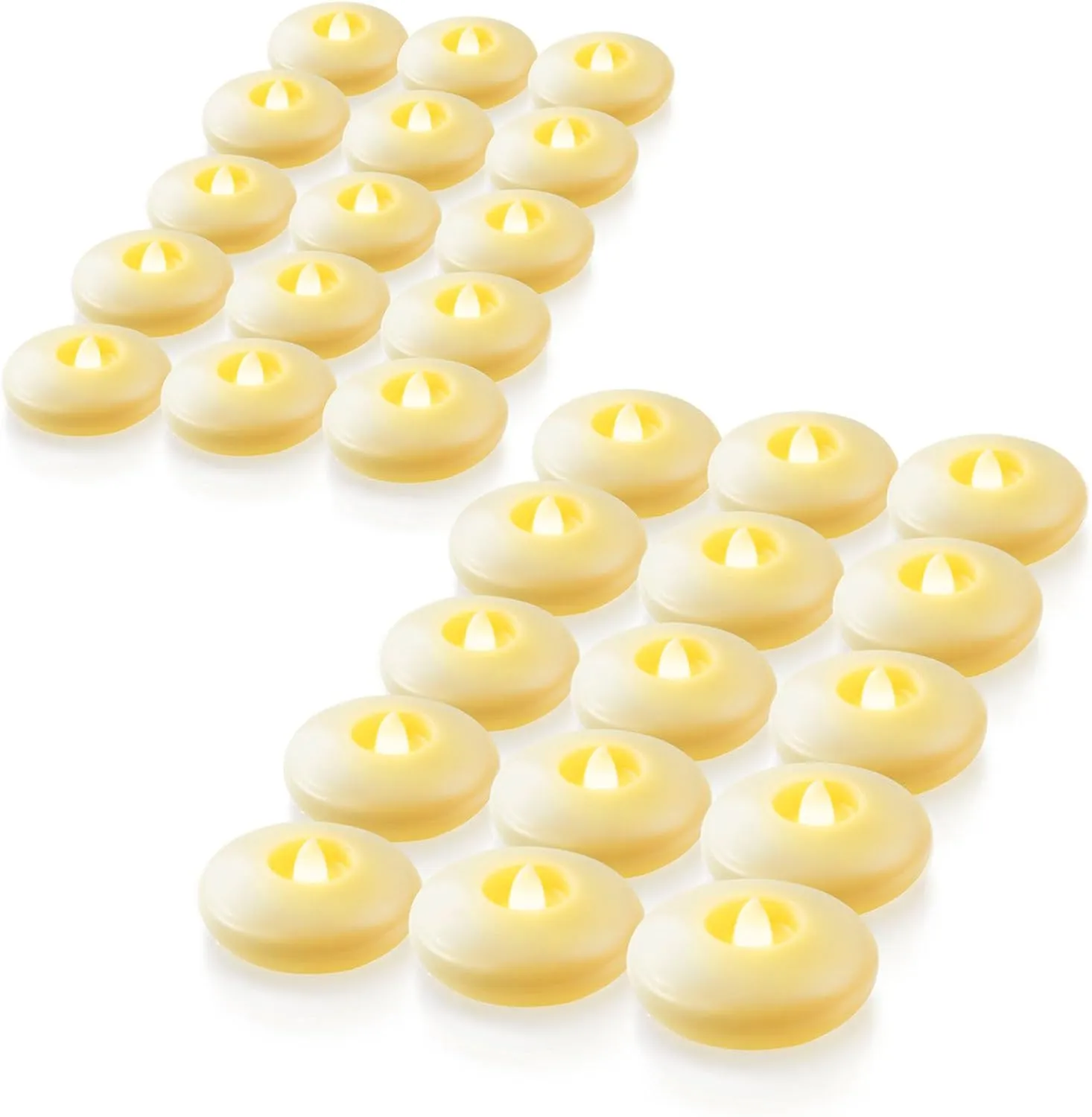 Homemory 48 Pack 3” Flameless Led Floating Candles, 200  Hour Battery Operated Flickering Waterproof Tealights for Cylinder Vases, Centerpieces at Wedding, Party, Pool, Holiday (Ivory Base)