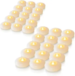 Homemory 48 Pack 3” Flameless Led Floating Candles, 200 Hour White Battery Operate Waterproof Tealights for Cylinder Vases, Centerpieces at Wedding Decor, Party, Pool