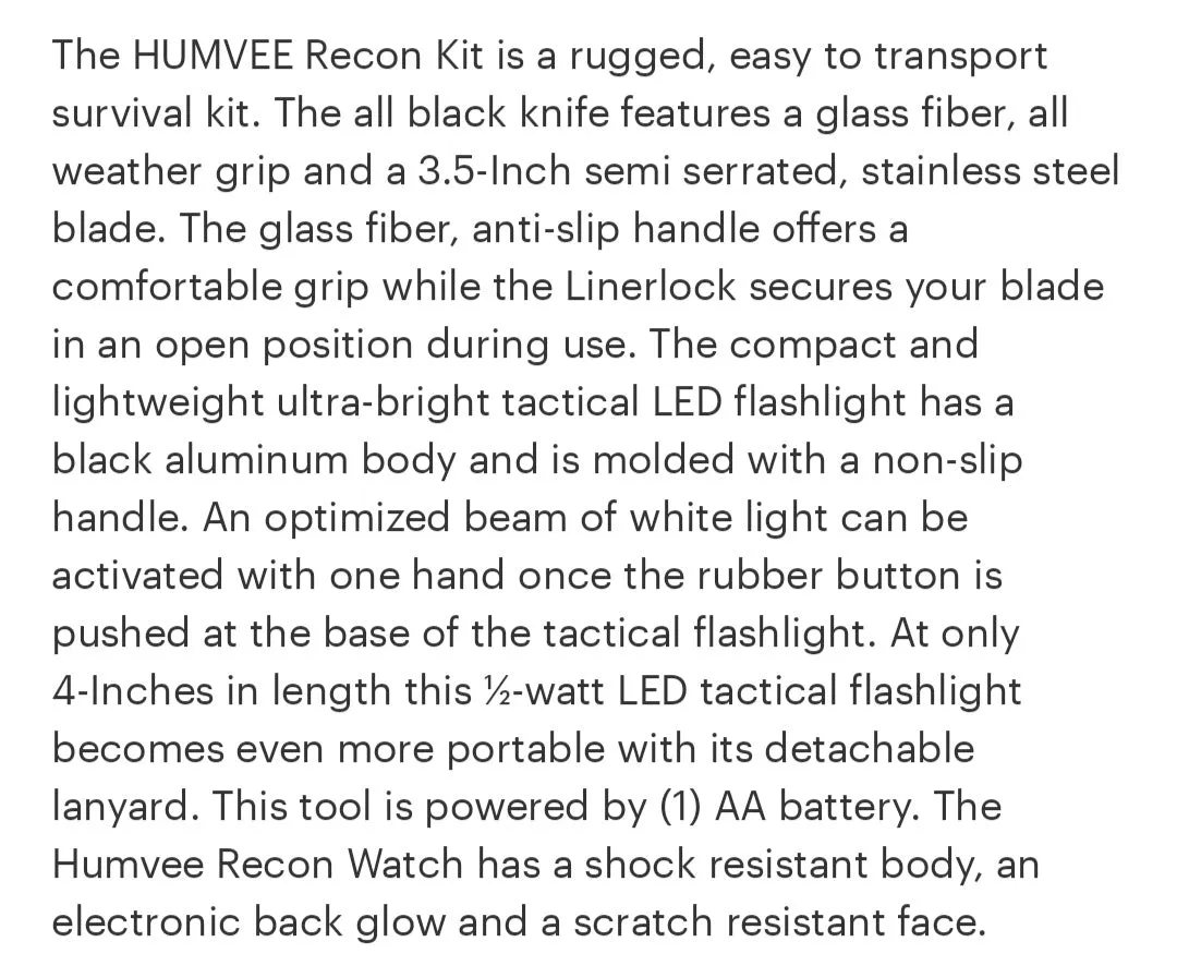HUMVEE Survival Kit