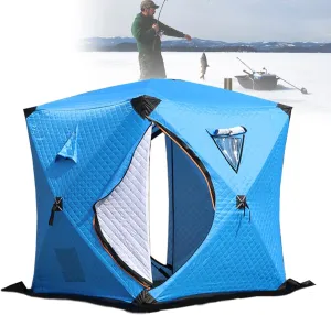 Ice Fishing Tent for Winter, Insulation Ice Fishing Shelter with Ice Fishing Mat, 1 Person/2-3 People/3-4 People Ice Fishing House, Night Fishing Equipment Blue L