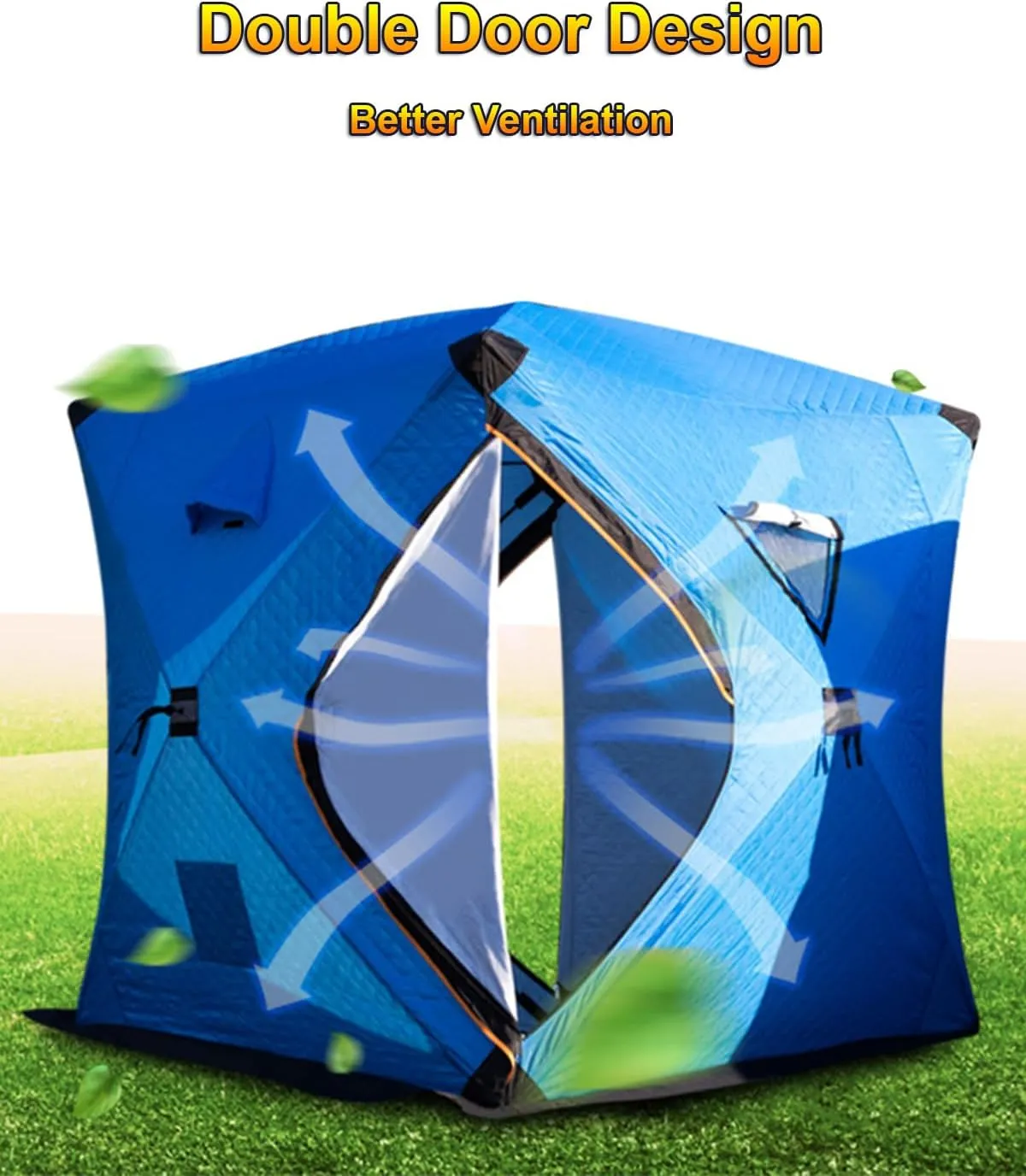 Ice Fishing Tent for Winter, Insulation Ice Fishing Shelter with Ice Fishing Mat, 1 Person/2-3 People/3-4 People Ice Fishing House, Night Fishing Equipment Blue L