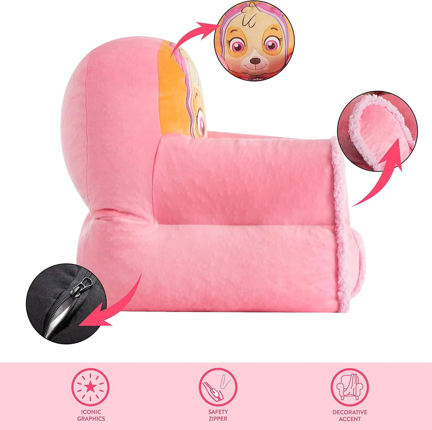 Idea Nuova Paw Patrol Skye Bean Bag Sofa Chair Large