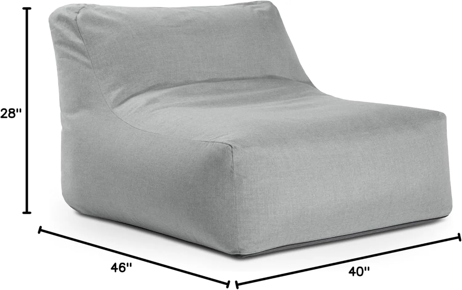 Jaxx Coza Outdoor Chair - Large Bean Bag Lounge Chair for Poolside & Patio Lounging - Sunbrella, Granite