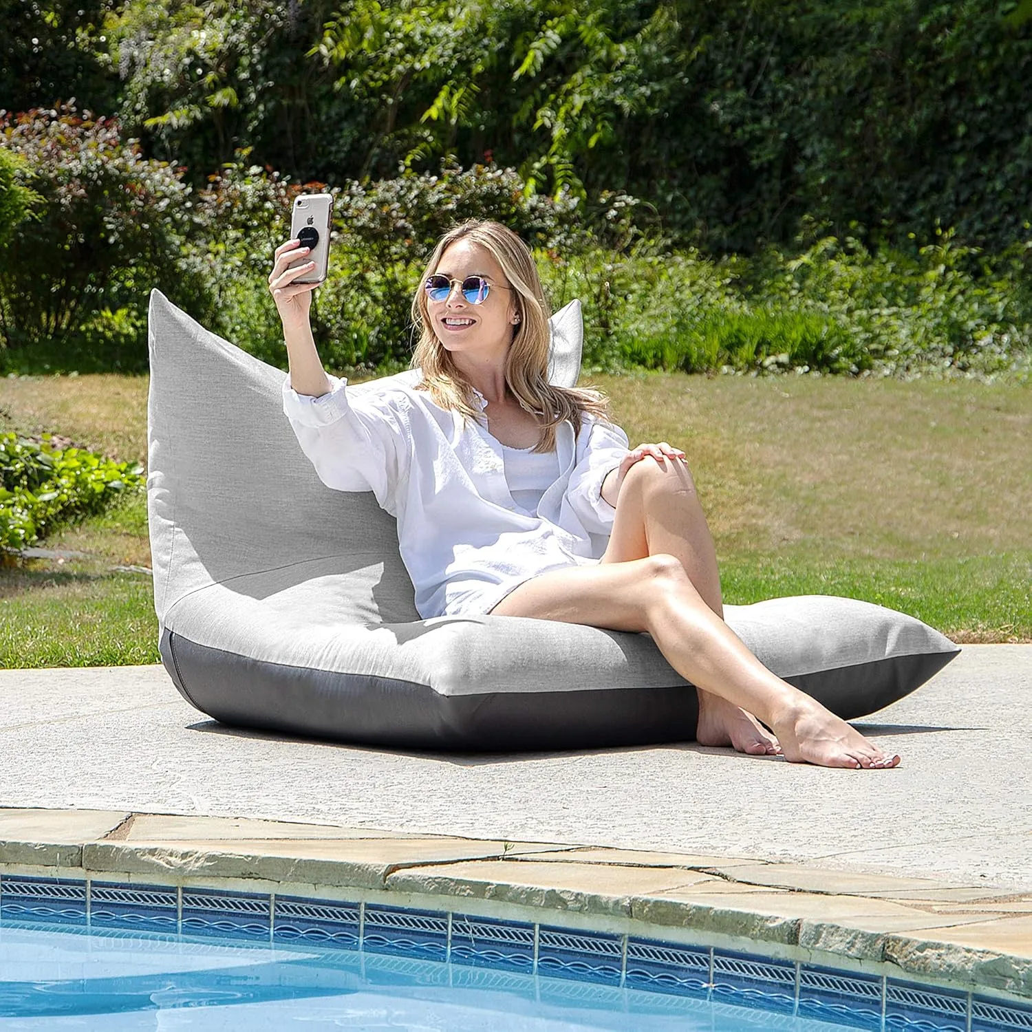 Jaxx Finster Lounge Chair Outdoor Bean Bag, Granite