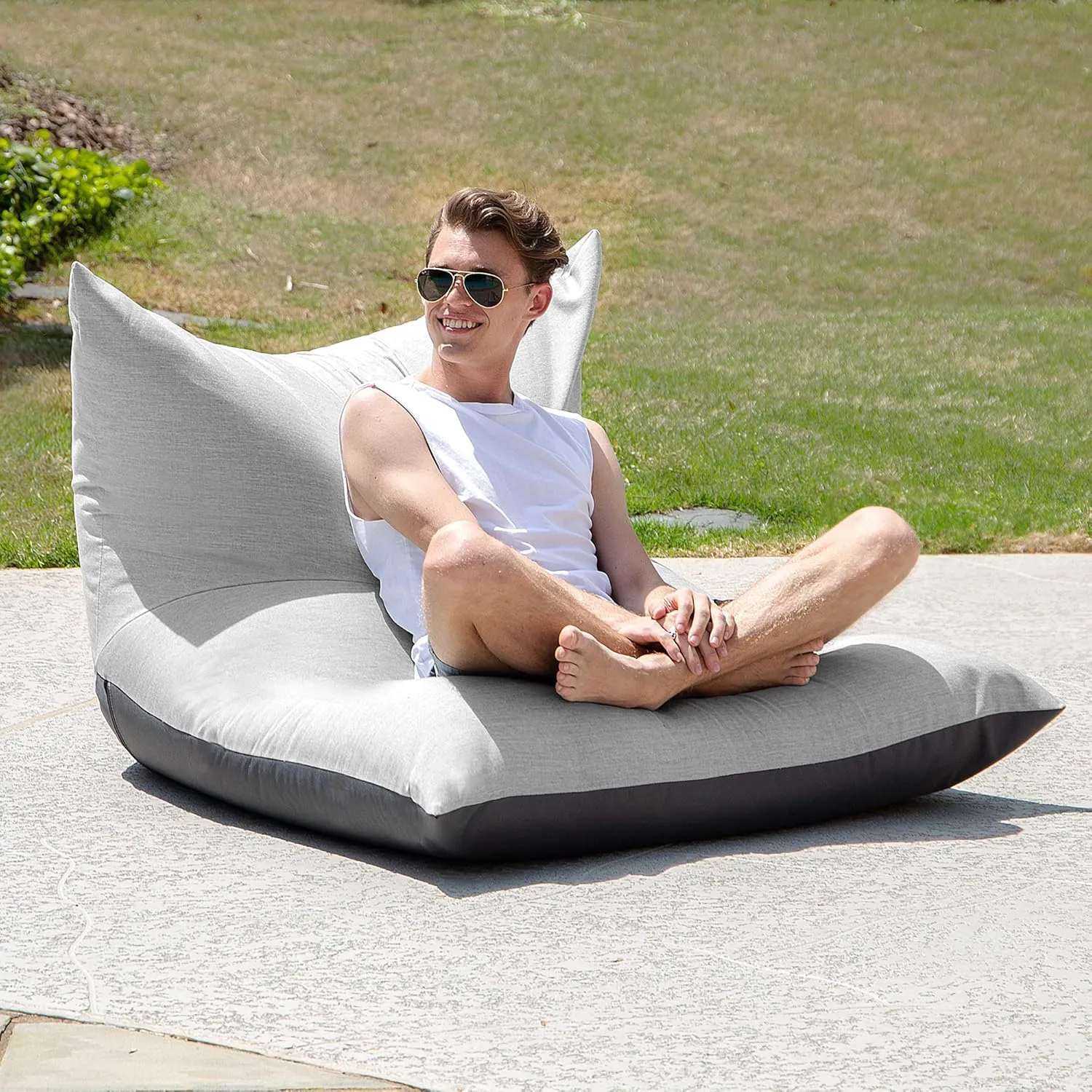 Jaxx Finster Lounge Chair Outdoor Bean Bag, Granite