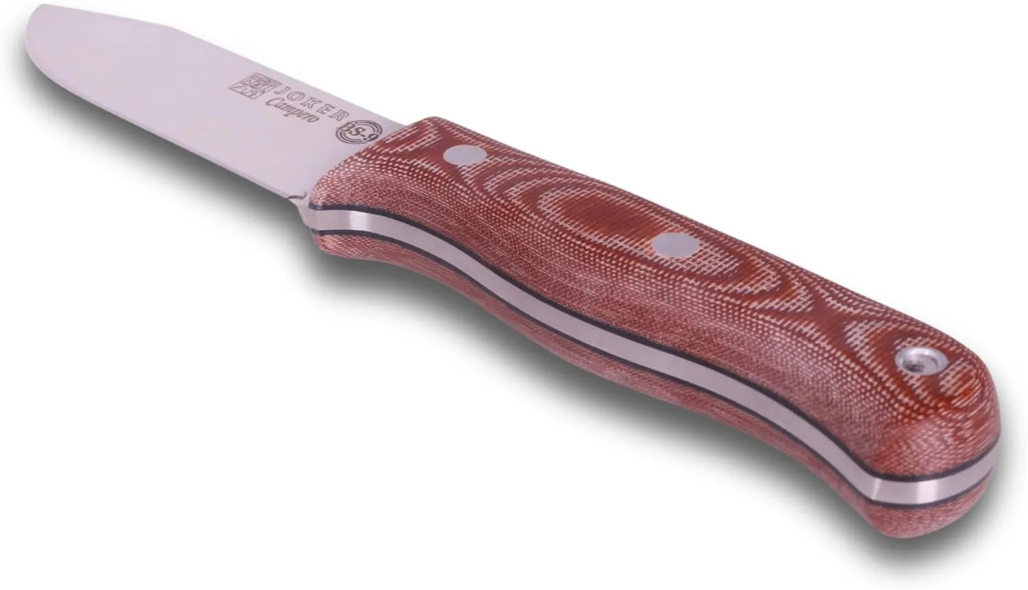 Joker Survival Knife BS9 Campero CM112-P, Micarta Canvas handle, 4.13 inches blade of SANDVIK 14C28N, brown leather Sheath with Fire Starter, Tool for fishing, Hunting, camping and hiking