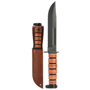 KA-BAR 1317 Dog’s Head Utility Knife 7″ 1095 Cro-Van Blade, Leather Handle, Dog’s Head Logo Leather Sheath