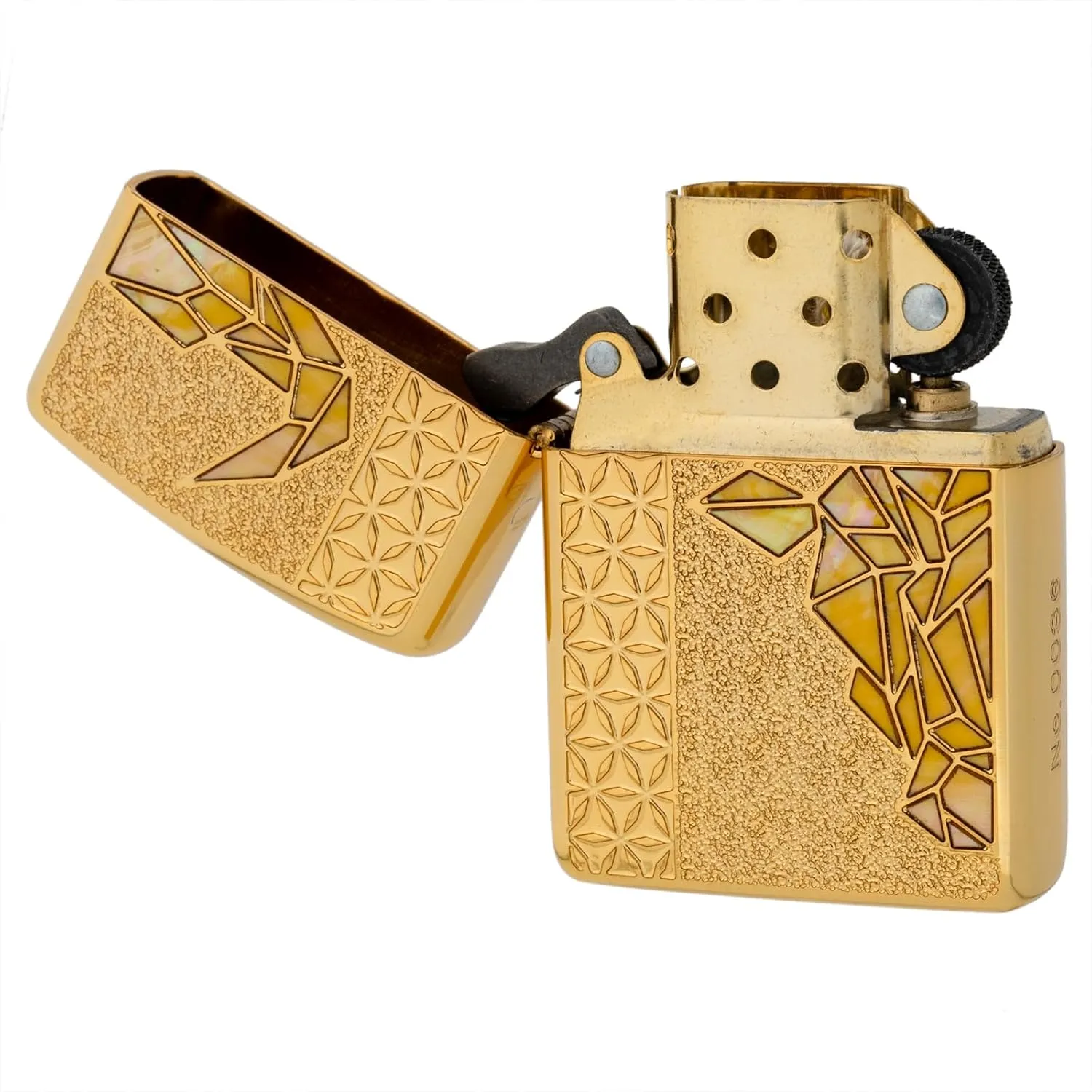 KAJIKAWA Zippo Lighter, Windproof, Brass, Armor Zippo Shell, Shell Pasting Plating, Etching, Double-Sided, Serial Number, Includes Special Sticker, Gold Bull GP (YL)