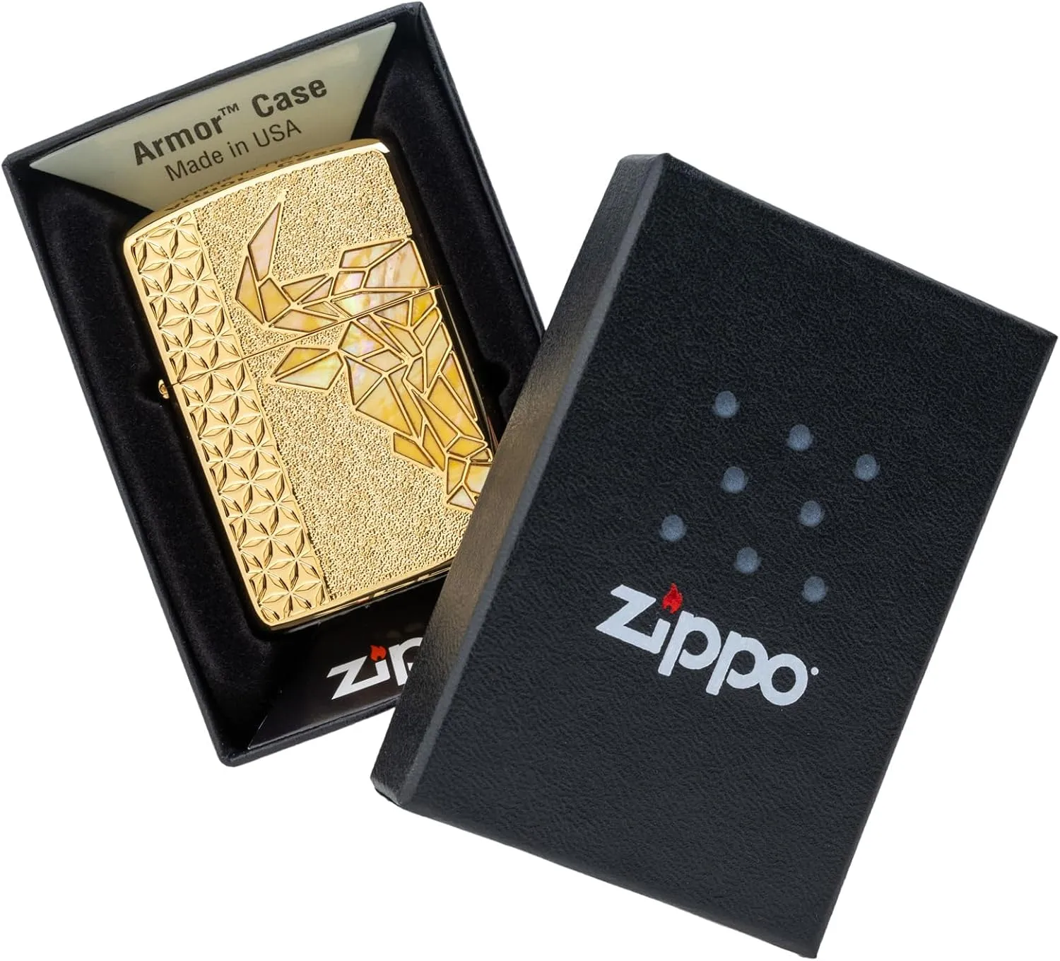KAJIKAWA Zippo Lighter, Windproof, Brass, Armor Zippo Shell, Shell Pasting Plating, Etching, Double-Sided, Serial Number, Includes Special Sticker, Gold Bull GP (YL)
