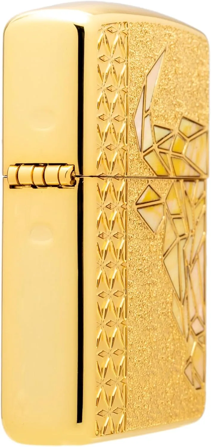 KAJIKAWA Zippo Lighter, Windproof, Brass, Armor Zippo Shell, Shell Pasting Plating, Etching, Double-Sided, Serial Number, Includes Special Sticker, Gold Bull GP (YL)